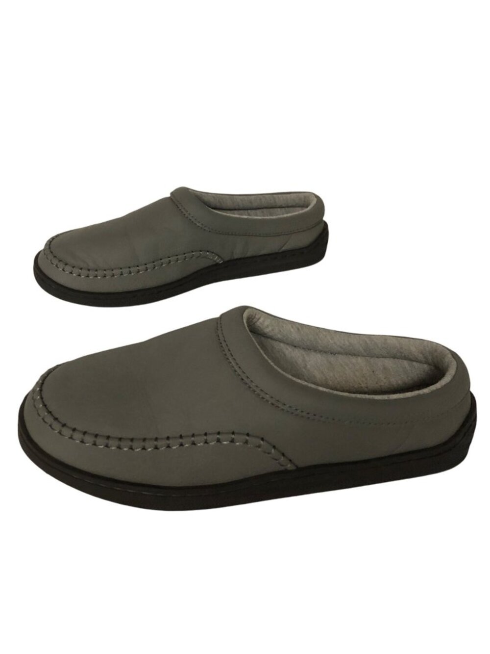 MySlippers Womens Size 9 Gray Leather Upper Comfort Cushioned Slip-on Shoes